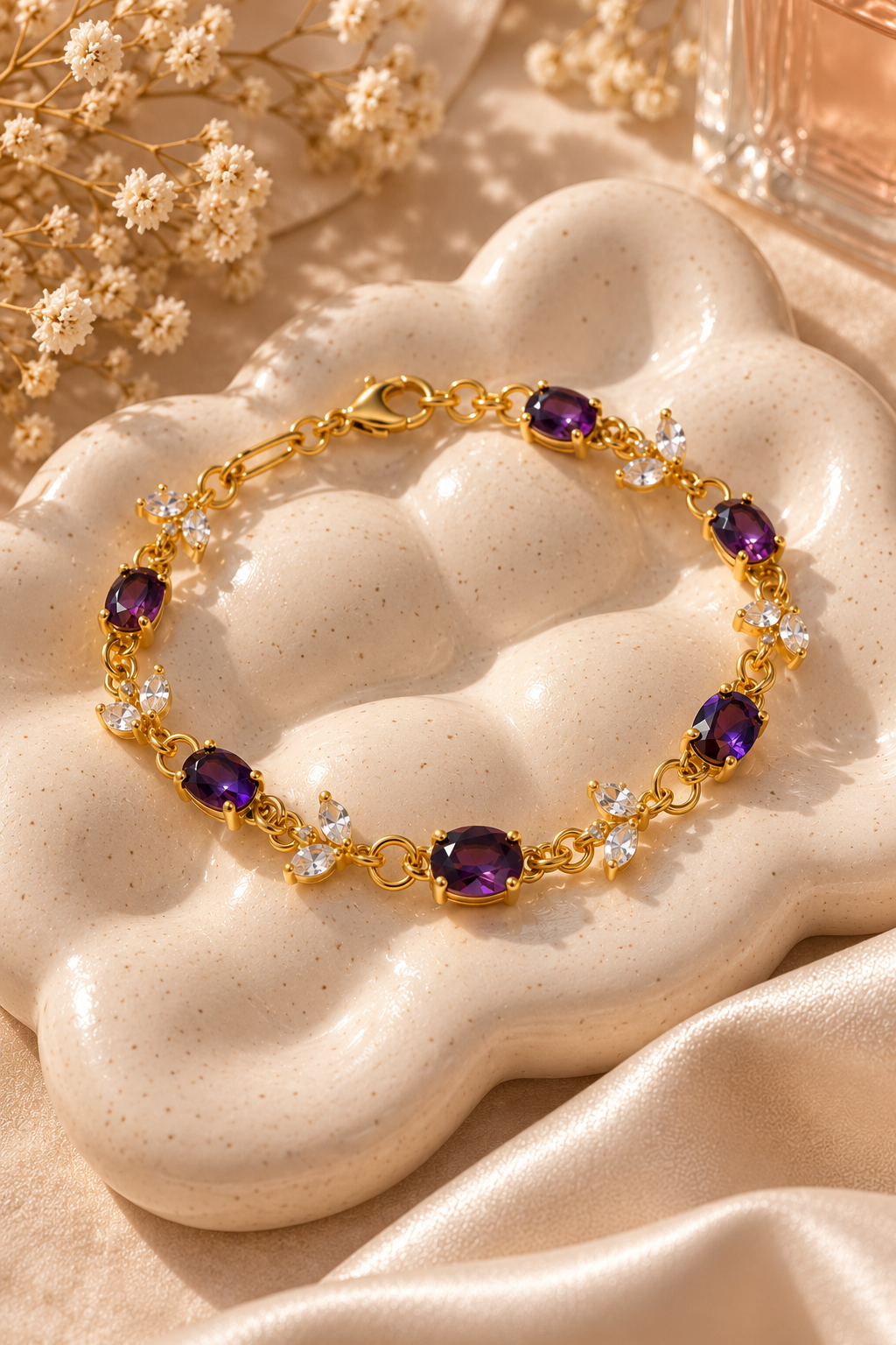 Amethyst Bracelet on a Bubble Tray