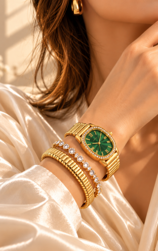Golden Green-Dial Watch Portrait